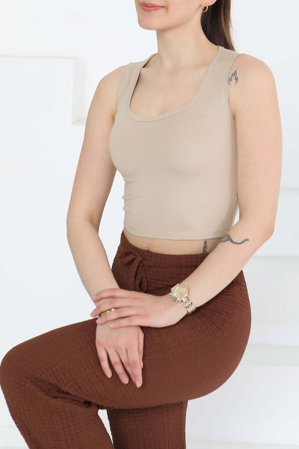 Cupralı Oval Yaka Crop Atlet - 27278