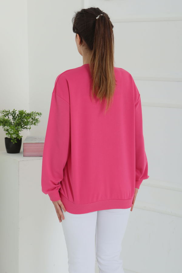 Kadın Bisiklet Yaka Oversize Sweatshirt - 26567