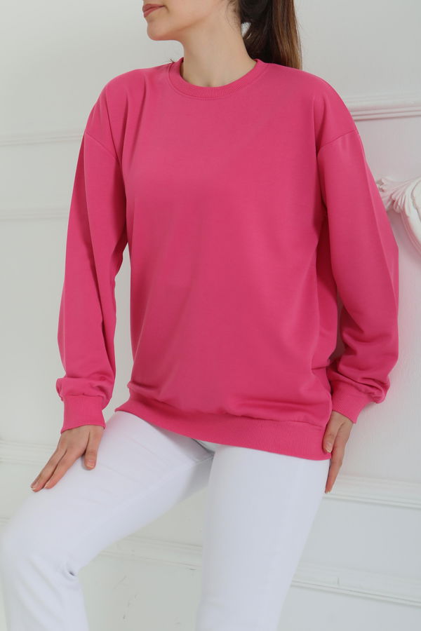 Kadın Bisiklet Yaka Oversize Sweatshirt - 26567