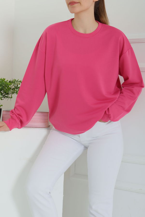 Kadın Bisiklet Yaka Oversize Sweatshirt - 26567