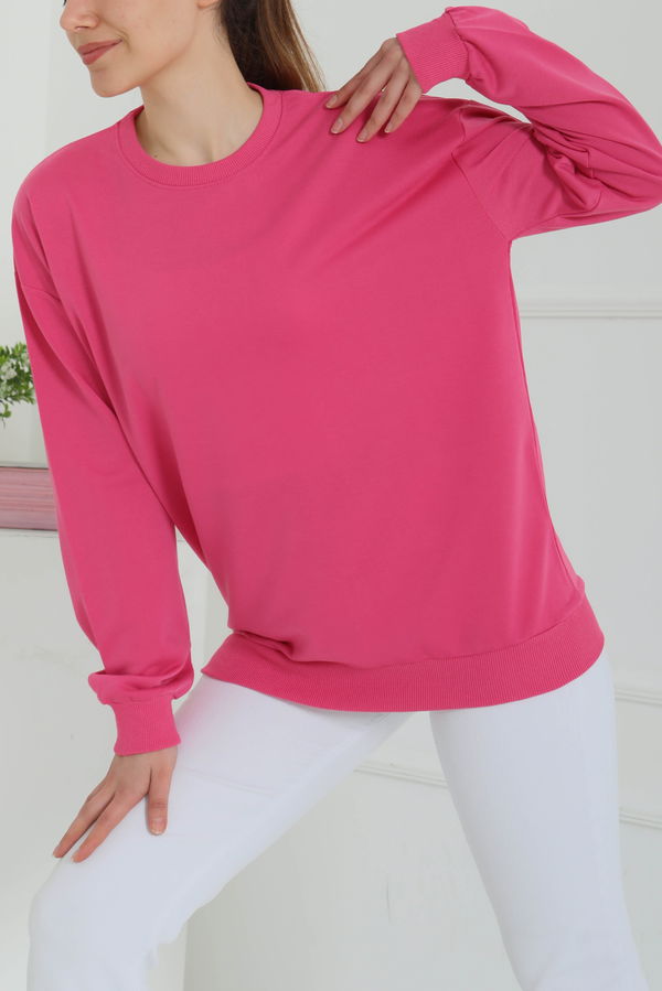 Kadın Bisiklet Yaka Oversize Sweatshirt - 26567