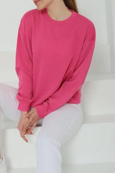 Kadın Bisiklet Yaka Oversize Sweatshirt - 26567