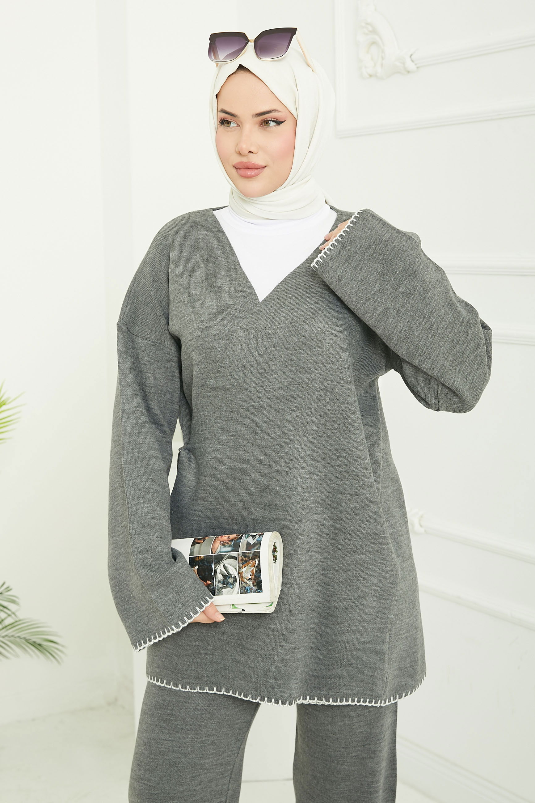 Belden Bağlamalı Triko Takım - 26832