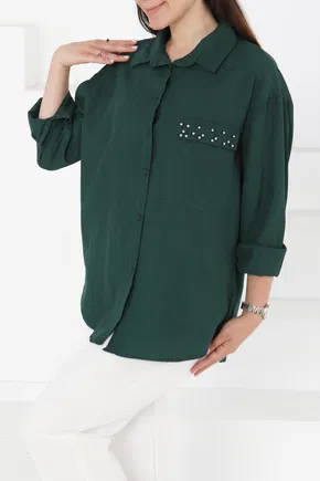 Taş Detaylı Gömlek Yeşil - 13194