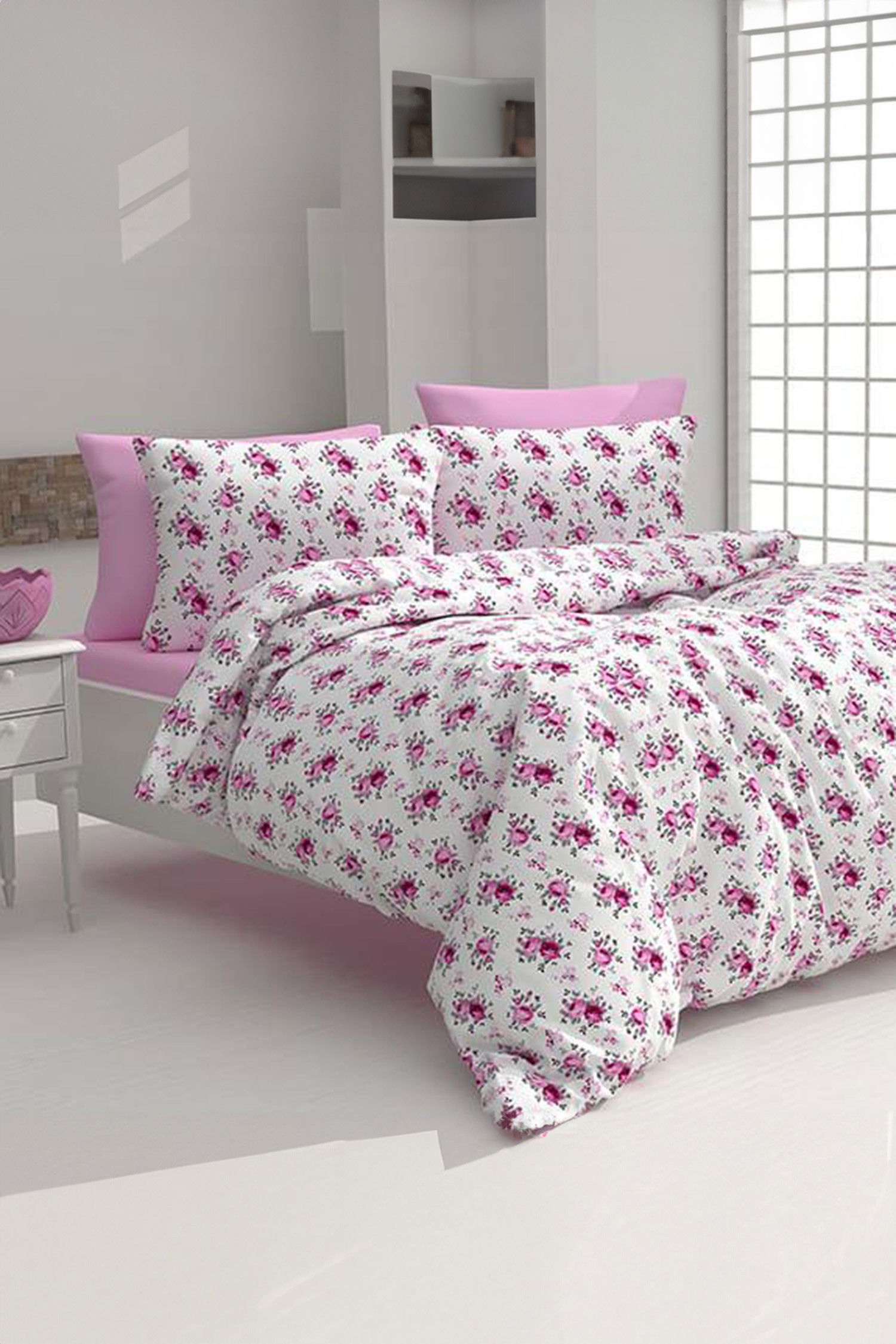 Pembe Tek Kişilik Nevresim Seti  - 50015 PEMBE