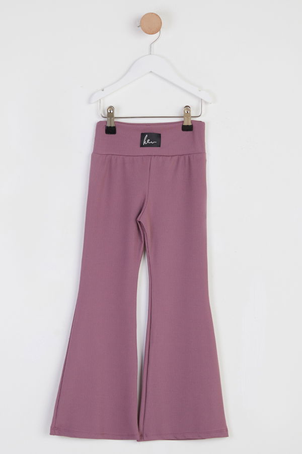Kız Çocuk Pembe Şardonlu İspanyol Paça Pantolon - 26467