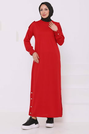Düğme Detaylı Elbise - 27045