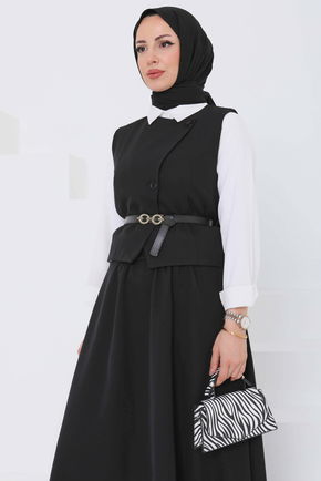 Kemerli Yelek Etek Takım - 27015