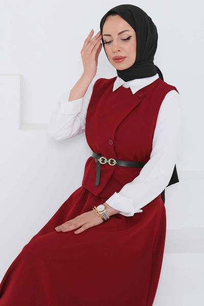 Kemerli Yelek Etek Takım - 27015