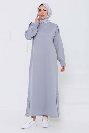 Düğme Detaylı Elbise - 27045