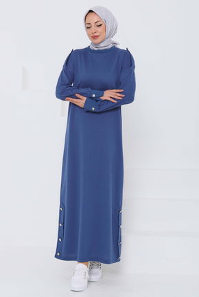 Düğme Detaylı Elbise - 27045