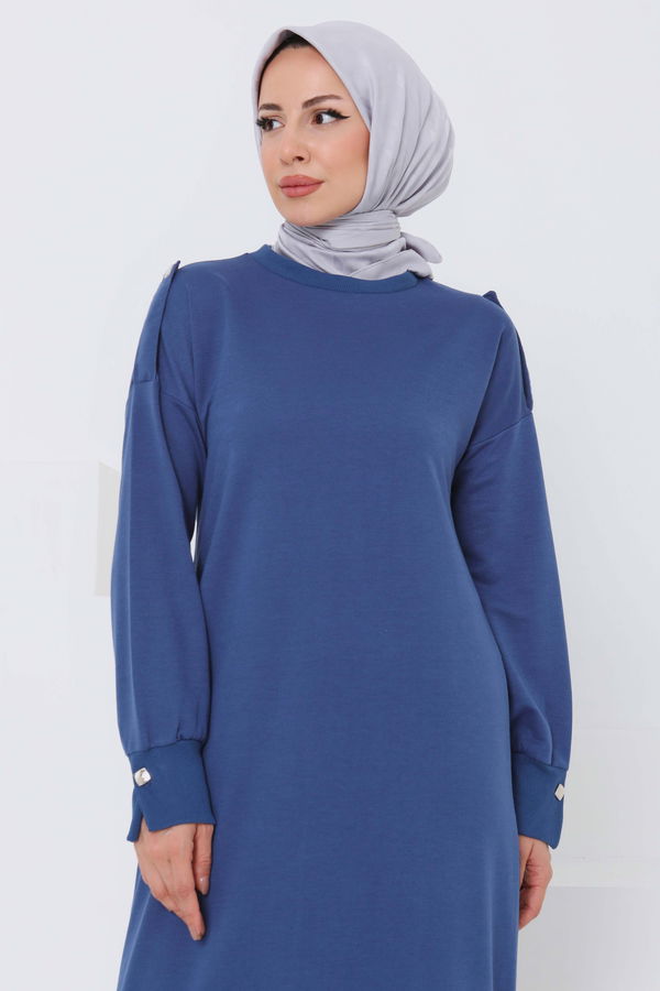 Düğme Detaylı Elbise - 27045