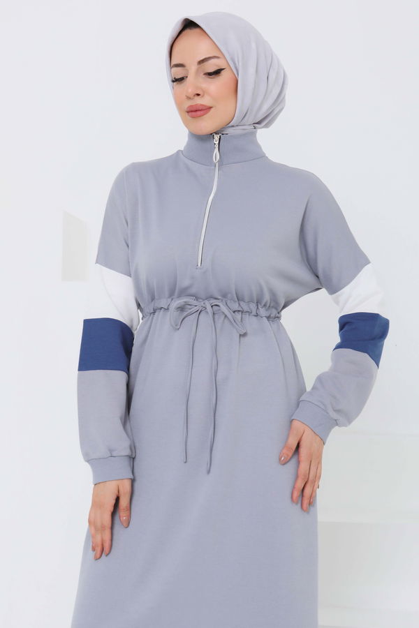 Garnili Fermuarlı Elbise - 27047
