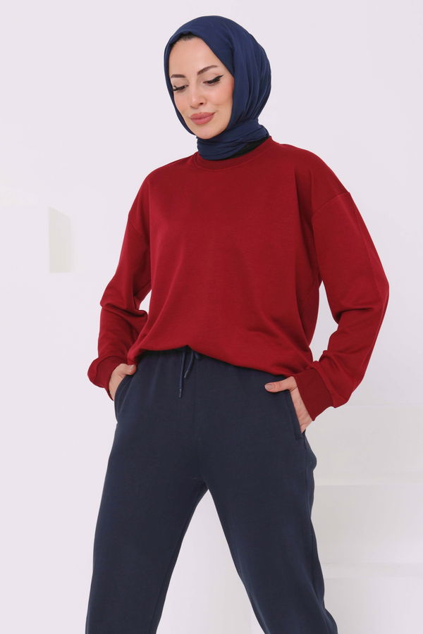 Kadın Bisiklet Yaka Oversize Sweatshirt - 26567