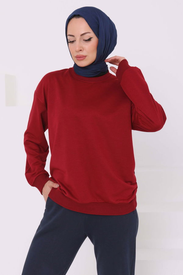 Kadın Bisiklet Yaka Oversize Sweatshirt - 26567