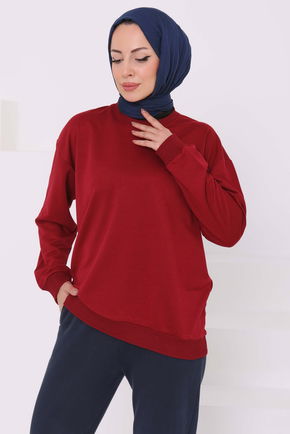 Kadın Bisiklet Yaka Oversize Sweatshirt - 26567