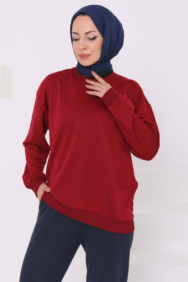 Kadın Bisiklet Yaka Oversize Sweatshirt - 26567
