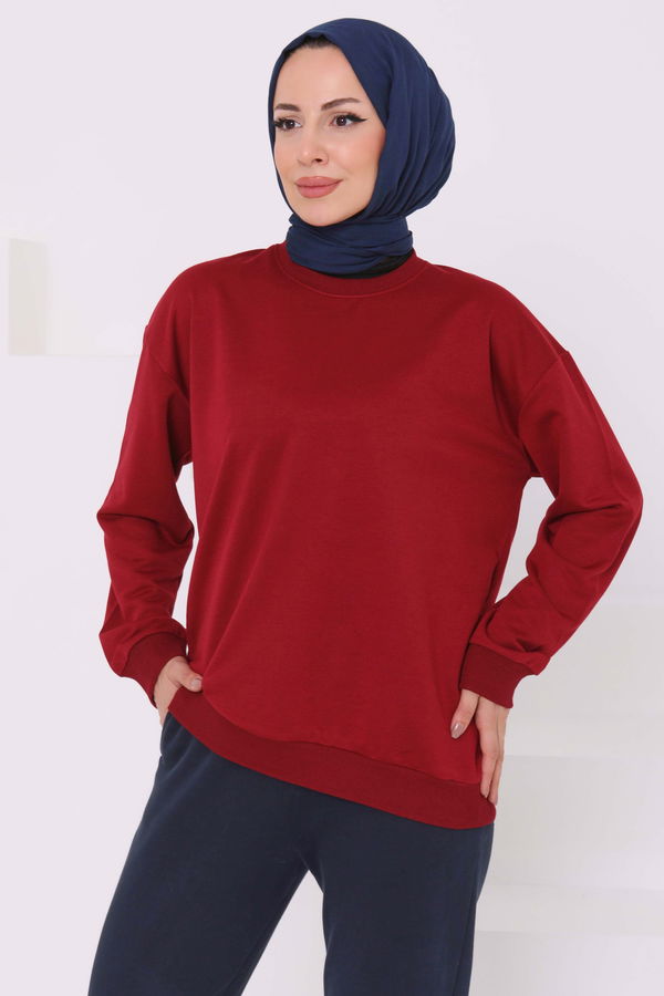 Kadın Bisiklet Yaka Oversize Sweatshirt - 26567