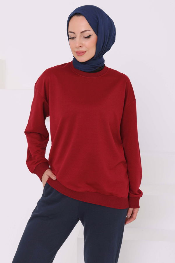 Kadın Bisiklet Yaka Oversize Sweatshirt - 26567