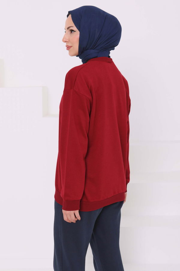 Kadın Bisiklet Yaka Oversize Sweatshirt - 26567