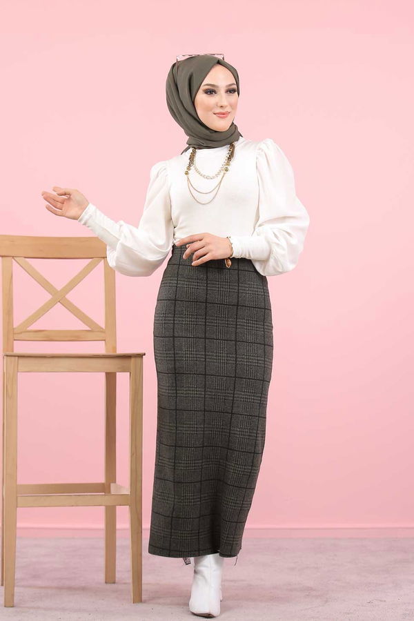Ekose Etek Antrasit Siyah Haki - 7751