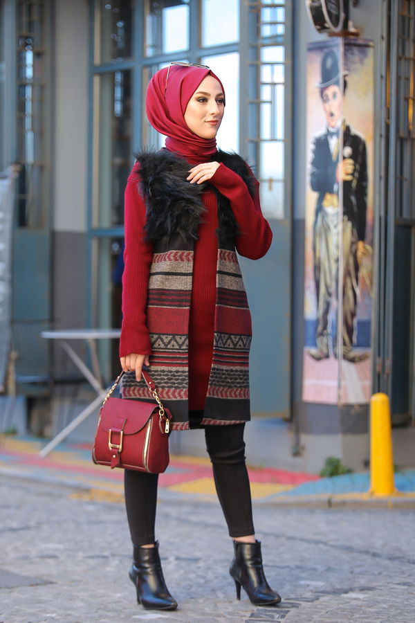 8349 KAŞE KÜRKLÜ YELEK Bej - 8349 BEJ