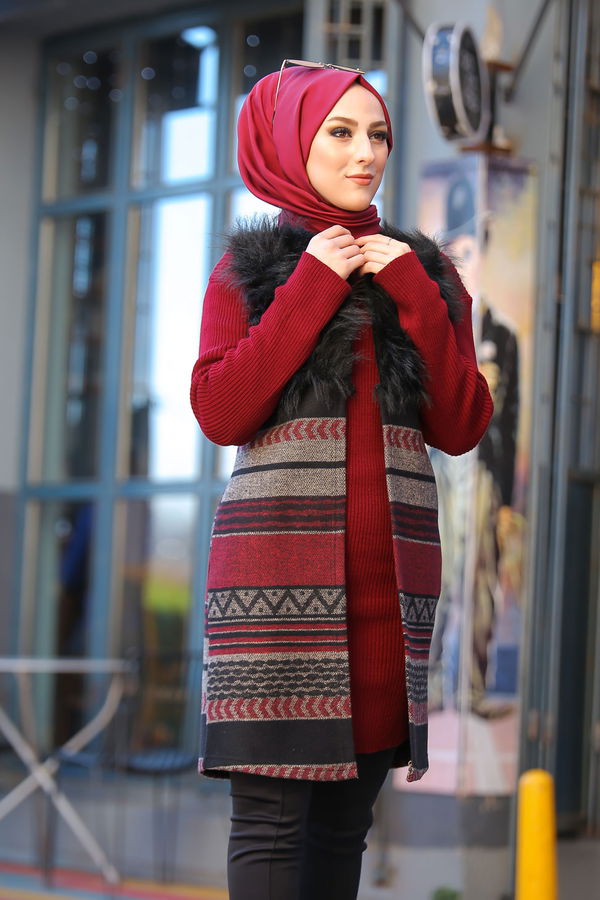 8349 KAŞE KÜRKLÜ YELEK Bej - 8349 BEJ