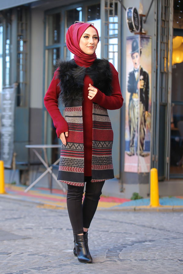 8349 KAŞE KÜRKLÜ YELEK Bej - 8349 BEJ