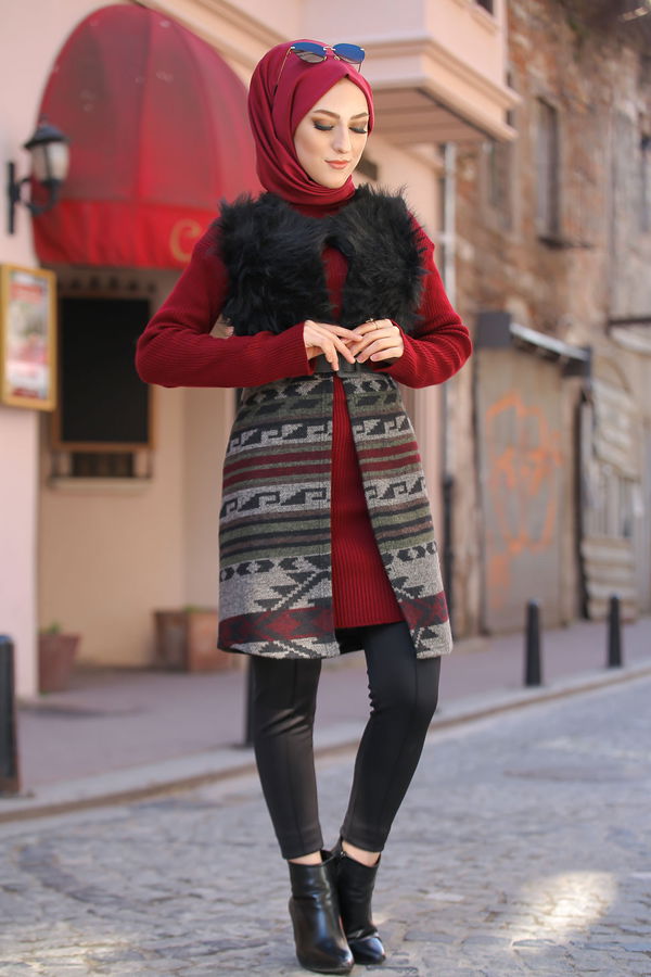 8349 KAŞE KÜRKLÜ YELEK Bej - 8349