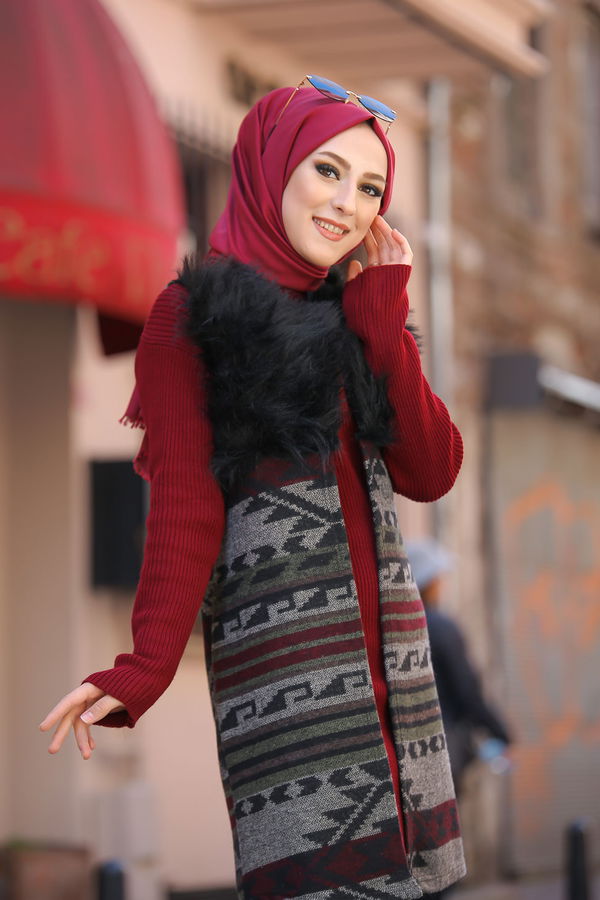 8349 KAŞE KÜRKLÜ YELEK Bej - 8349