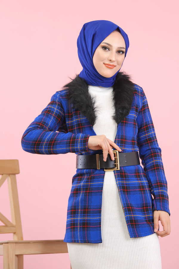 1354 KÜRKLÜ CEKET Mavi - 1354