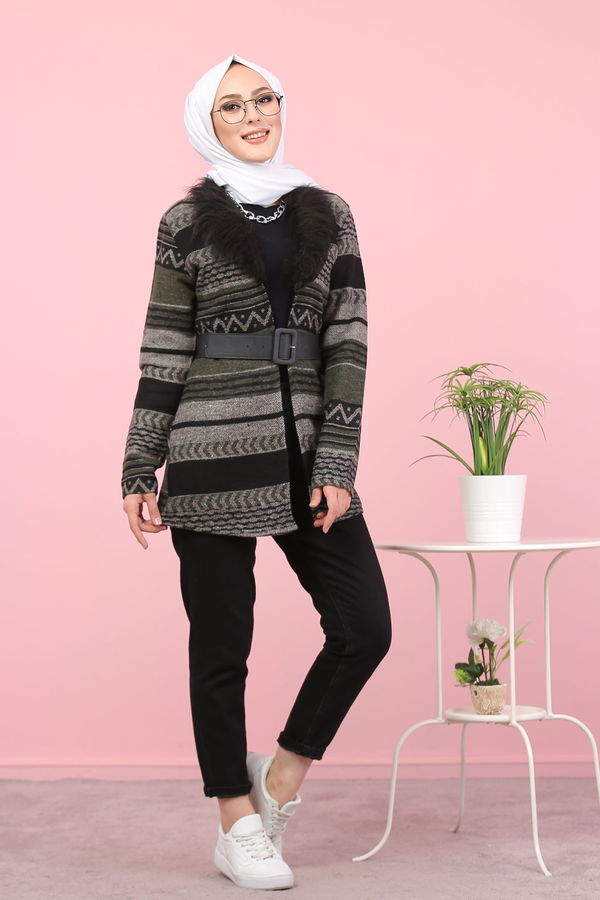 8316 KİLİM DESEN CEKET Siyah - 8316