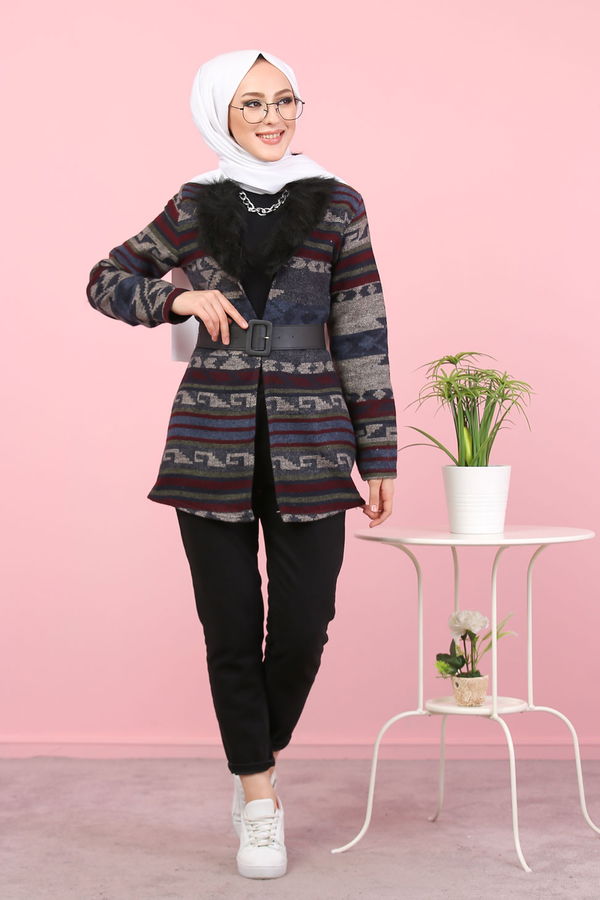 8316 KİLİM DESEN CEKET Lacivert - 8316 LACİVERT