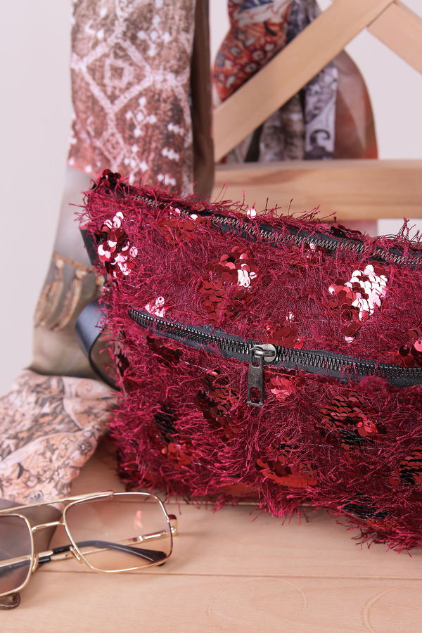 Kadın Bordo 8363 PULLU ÇANTA - 8363