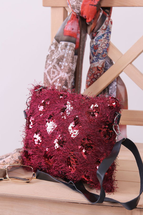 Kadın Bordo 8363 PULLU ÇANTA - 8363