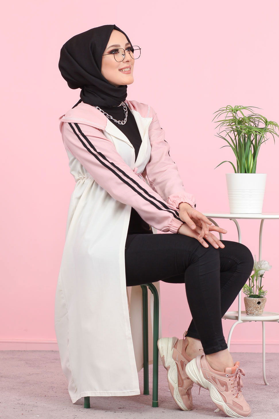 3059 KAPŞONLU TUNİK Pembe - 3059