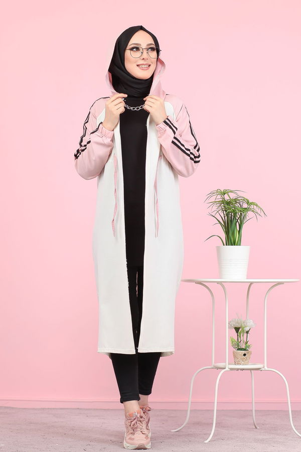 3059 KAPŞONLU TUNİK Pembe - 3059