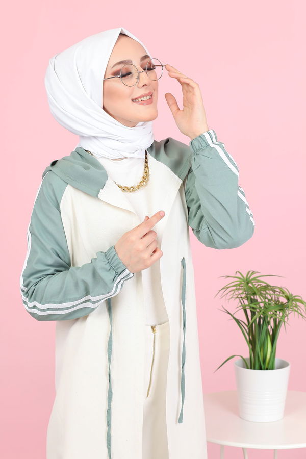 3059 KAPŞONLU TUNİK Yeşil - 3059