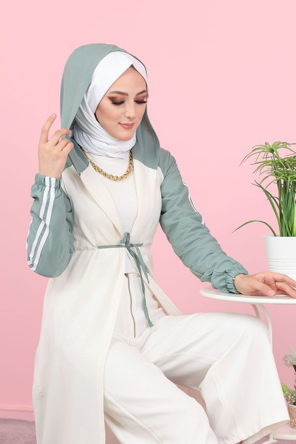3059 KAPŞONLU TUNİK Yeşil - 3059