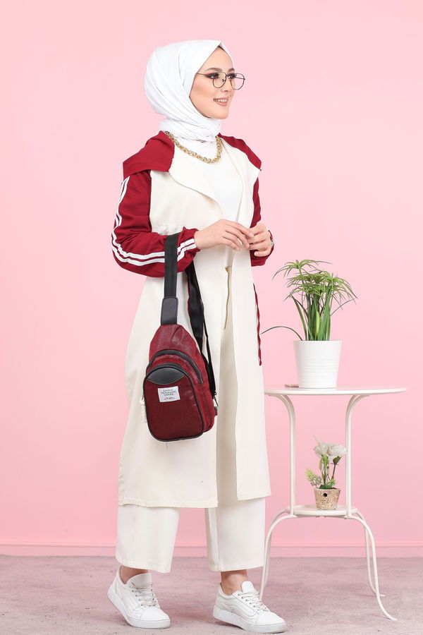 3059 KAPŞONLU TUNİK Bordo - 3059 BORDO