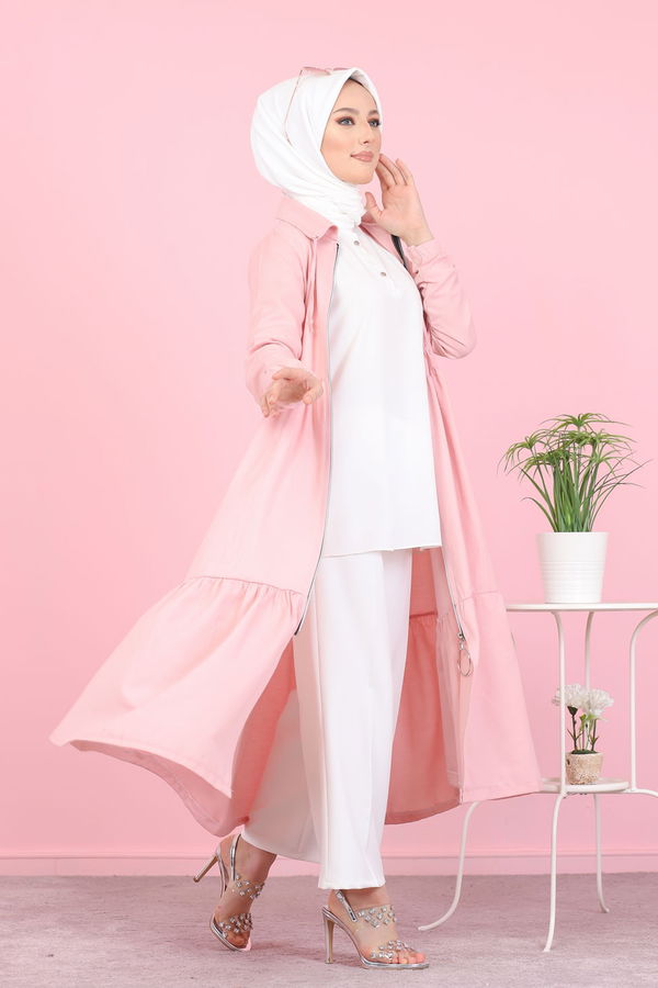 3067 FERMUARLI ELBİSE Pembe - 3067 PEMBE
