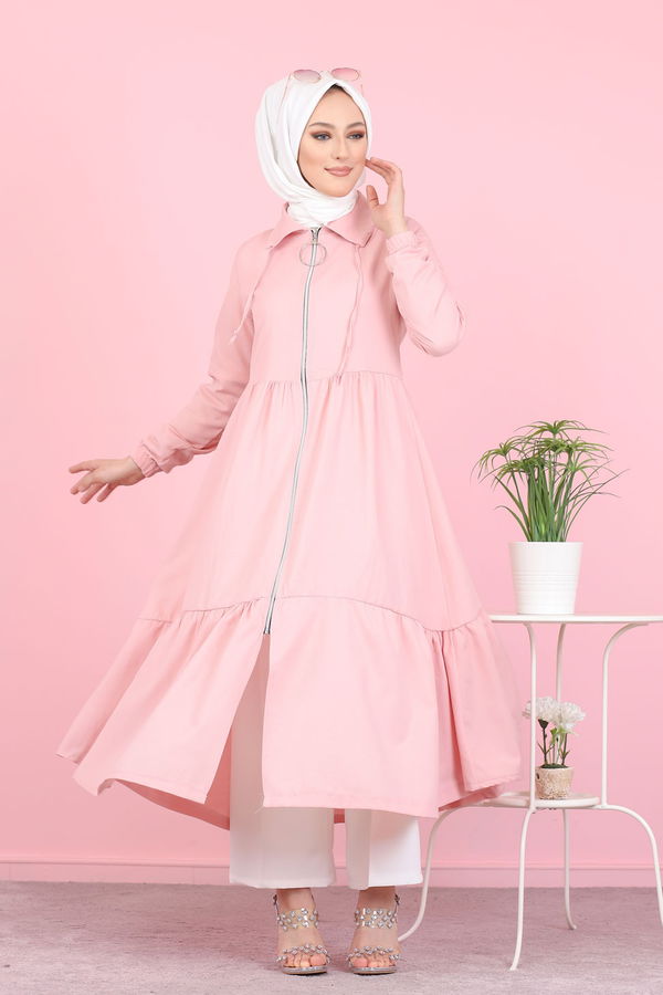 3067 FERMUARLI ELBİSE Pembe - 3067 PEMBE