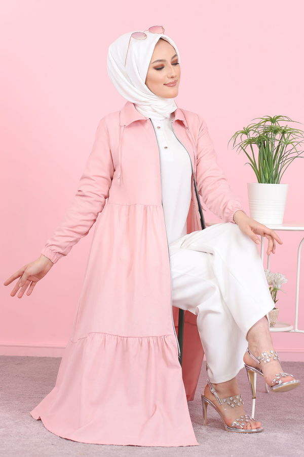 3067 FERMUARLI ELBİSE Pembe - 3067 PEMBE