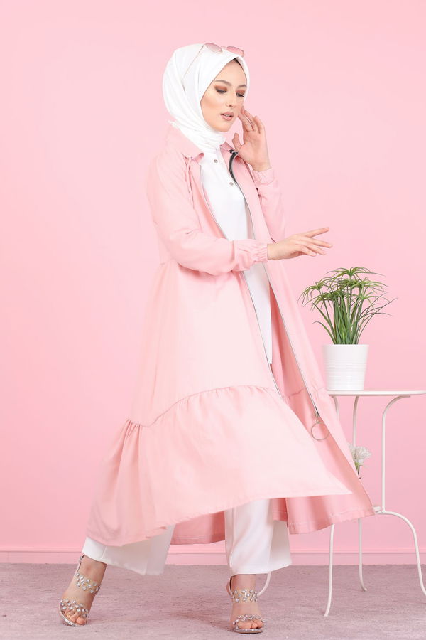 3067 FERMUARLI ELBİSE Pembe - 3067 PEMBE