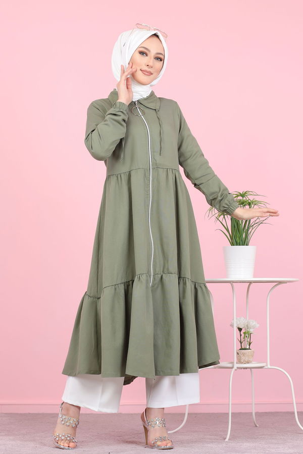 3067 FERMUARLI ELBİSE Haki - 3067 HAKİ