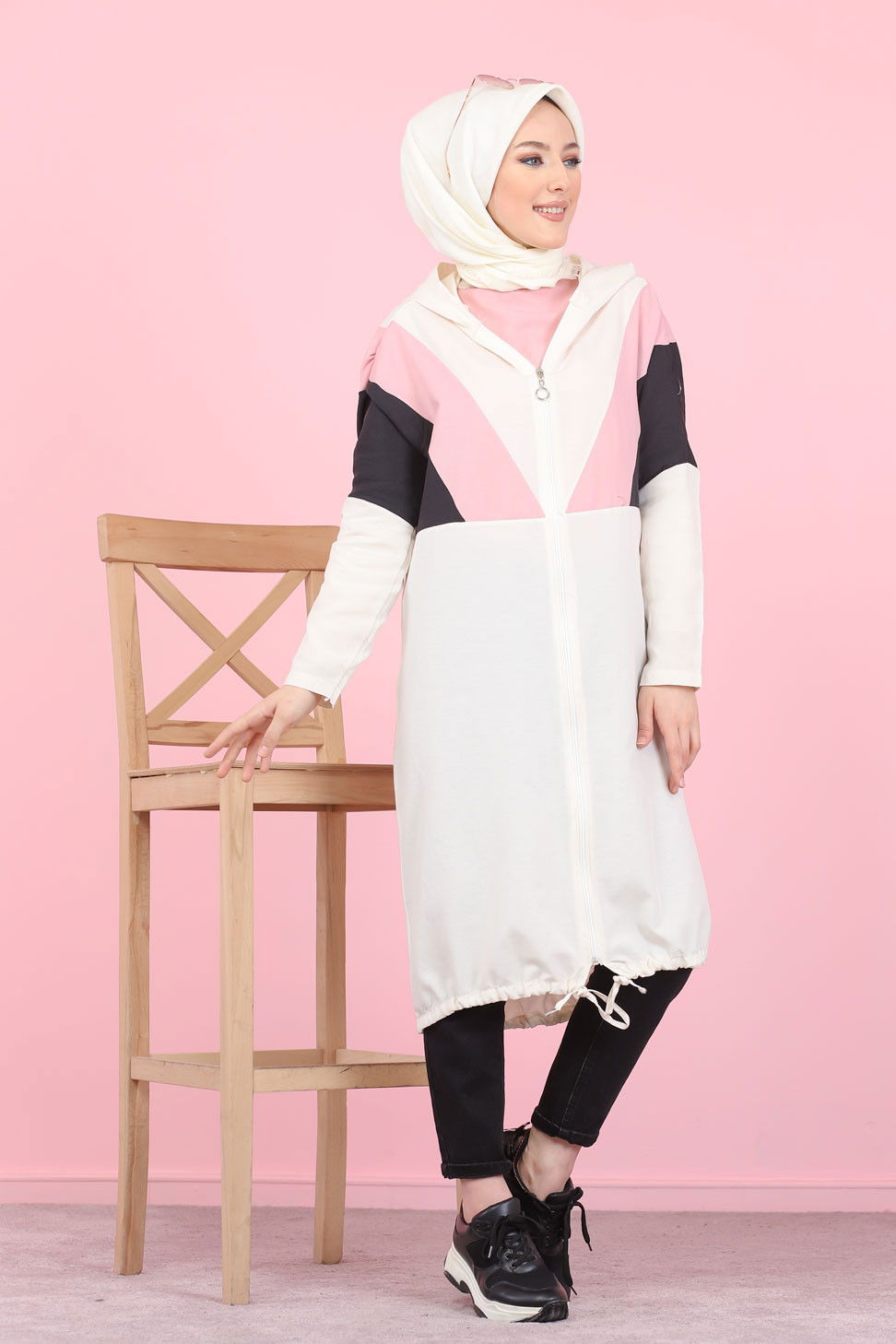 3082 KAPSONLU TUNİK Pembe - 3082 PEMBE