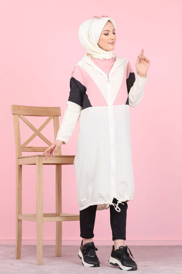 3082 KAPSONLU TUNİK Pembe - 3082 PEMBE