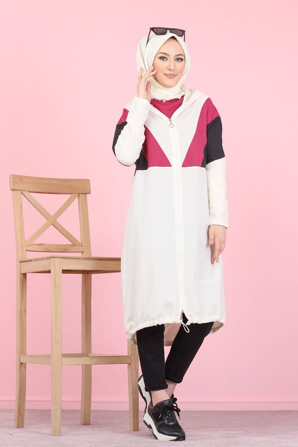 3082 KAPSONLU TUNİK Mürdüm - 3082