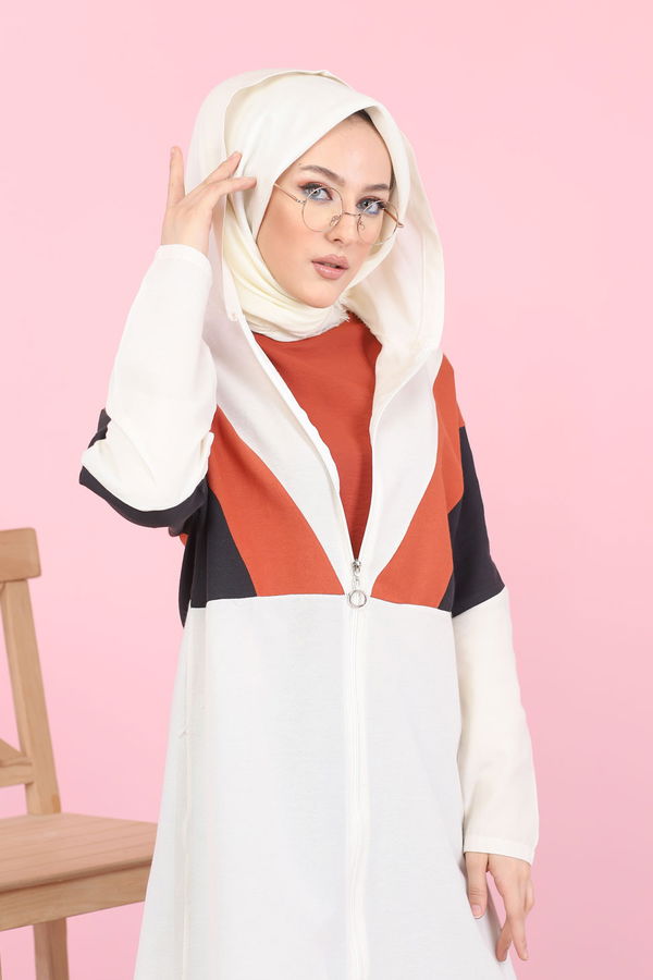 3082 KAPSONLU TUNİK Kiremit - 3082