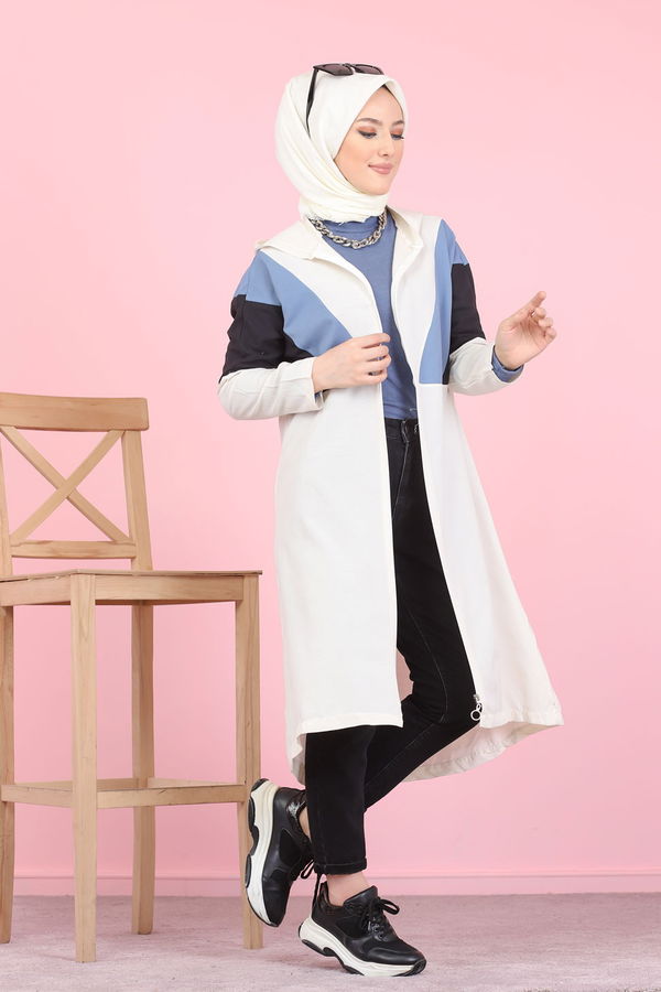 3082 KAPSONLU TUNİK Mavi - 3082 MAVİ